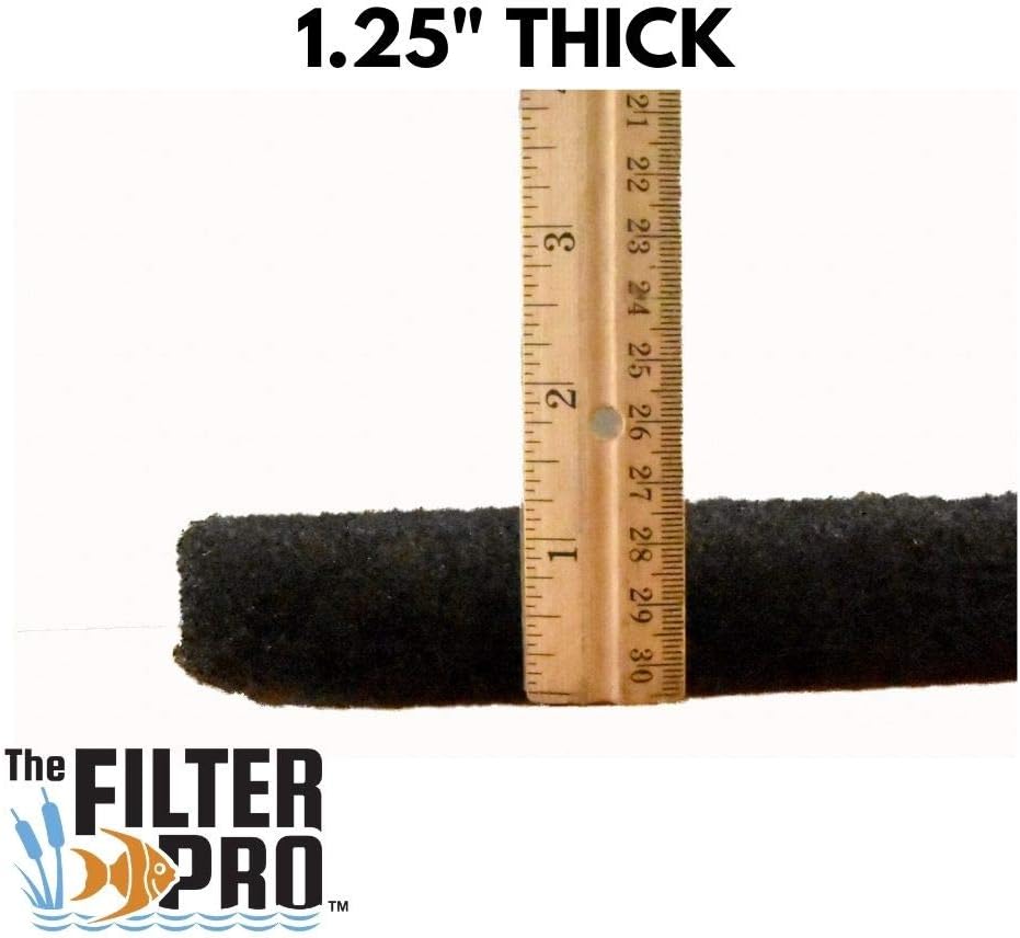 Black Coarse Filter Media, 1.25" Thick, 12" x 12" Pads, 5 Pack, Perfect for Aquariums, Ponds or Water Gardens, Made in USA