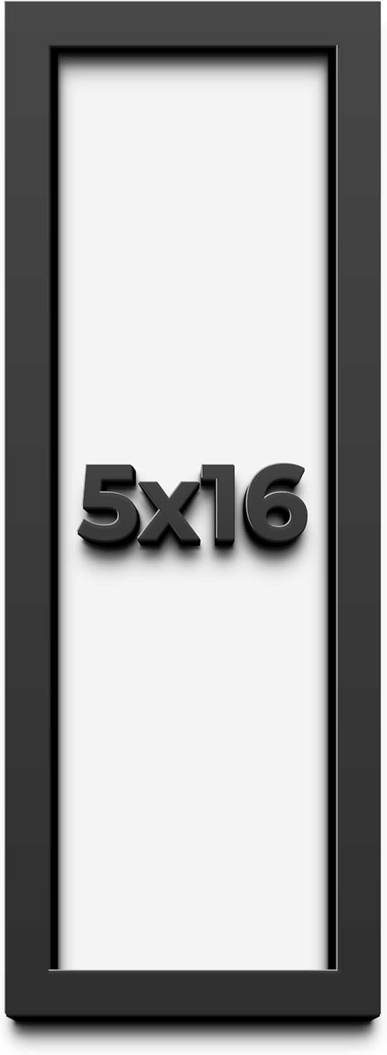 5x16 in Shadow Box Frame Black | 1 Inch Deep Solid Wood Shadowbox Display Frame | UV Resistant Acrylic Plexiglass, Acid Free Backing, and Hanging Hardware | Dugan Picture Frame Style