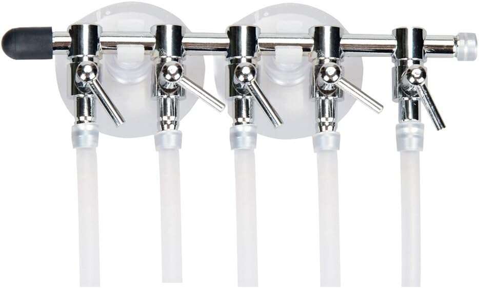 Aquarium Air Pump Splitter 16 in 1 Set 5-Way Air Flow Control Lever Valve & 5 Non-Return Check Valves & 10 Suction Cups for Fish Tank Airline Air Tube Hose