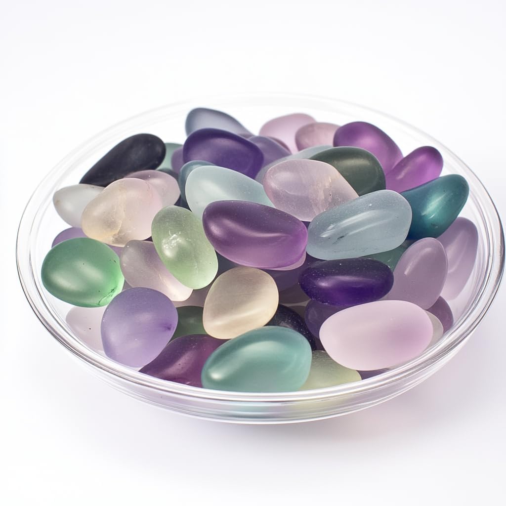 Tumbled Stone Set Fluorite Crystals, Handpicked Tumbled Gemstones Rocks, Pebbles for Reiki, Chakra, Healing, Home Decor 0.6" Inches 7 Ounces