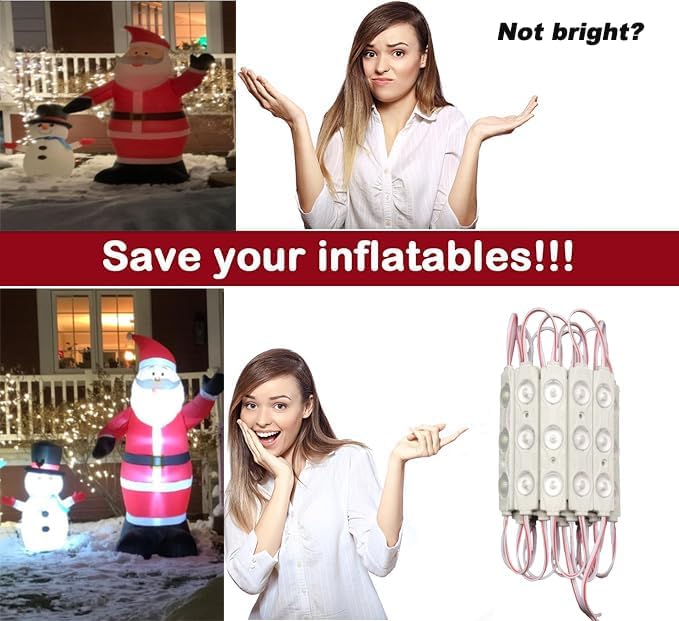 LED Module, 20pcs 9.8 Ft 2835 SMD 150LM Per LED Module IP65 Waterproof Decorative Light for Christmas inflatables Letter Sign Advertising Signs with Tape Adhesive Backside (White Light)