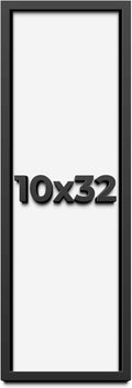 10x32 Shadow Box Frame Black | 1 Inch Deep Solid Wood Shadowbox Display Frame | UV Resistant Acrylic Plexiglass, Acid Free Backing, and Hanging Hardware | Dugan Picture Frame Style