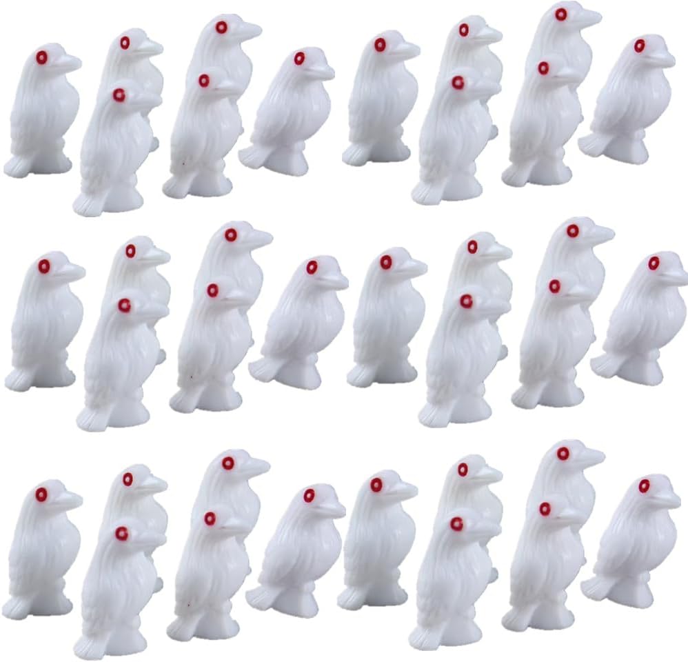 60 Pieces Halloween Crow Statue, Horror Courtyard Outdoor Decoration, Crow Props, Halloween Haunted House Party Decoration, White