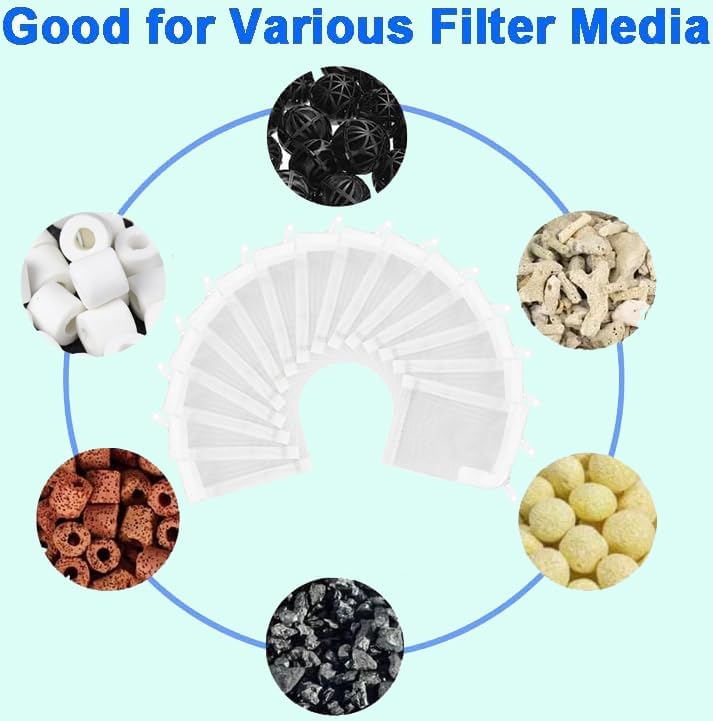 AQUANEAT Aquarium Filter Media Bags 15pcs Fish Tank Extra Fine 100 Micron Mesh Bags with Plastic Zipper for Activated Carbon (3" x 4")