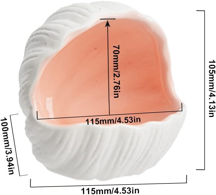 RUIAN Cute Aquarium Decorations Ceramic Conch Shell-Shaped House Thematic Betta Fish Tank Accessory Decor Ornament Hideout Cave for Fish Playing or Hiding,Hamster House,Craft Projects (Pink)