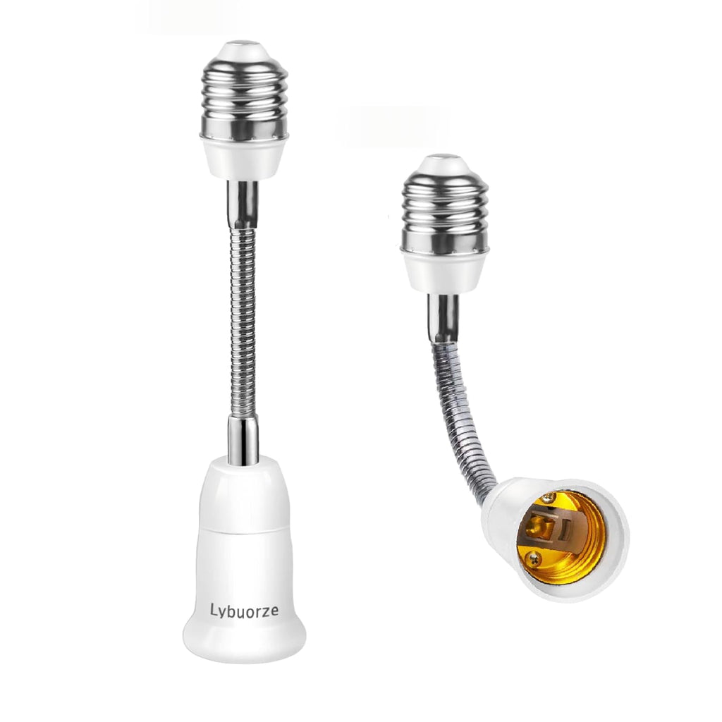 Light Bulb Extender Socket (2-Pack), 19 CM 7.5 Inch Socket Extension, 360° Bendable Adjustable Standard E26/E27 Screw Base Extender Adapter