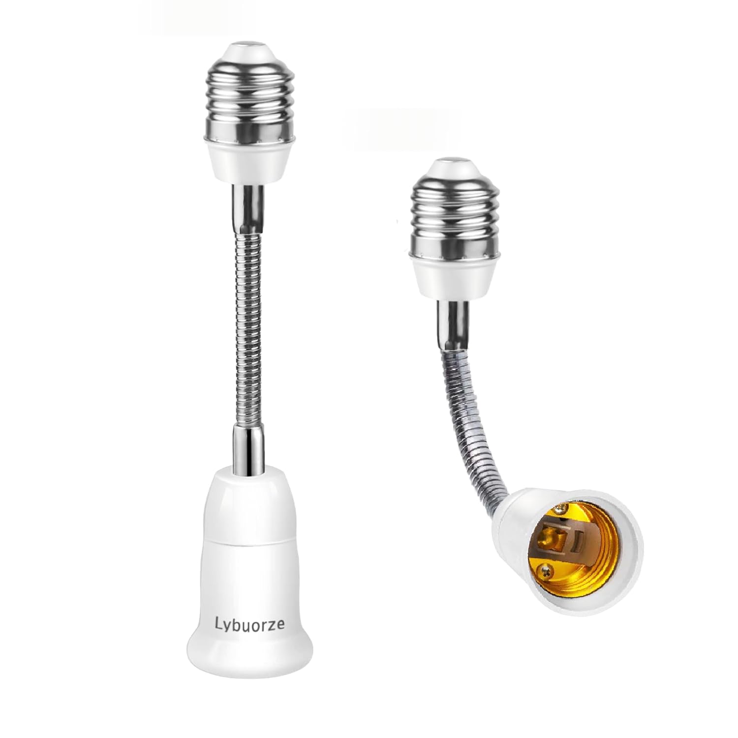 Light Bulb Extender Socket (2-Pack), 19 CM 7.5 Inch Socket Extension, 360° Bendable Adjustable Standard E26/E27 Screw Base Extender Adapter