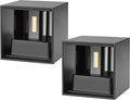 ledmo LED Wall Porch Light Up and Down Outdoor Modern Lights, 20W Adjustable Wall Sconce, IP65 Aluminum Black Square Wall Pack Lighting, 6500K Waterproof Exterior for Yard, House, Patio, Stair, 2 Pack