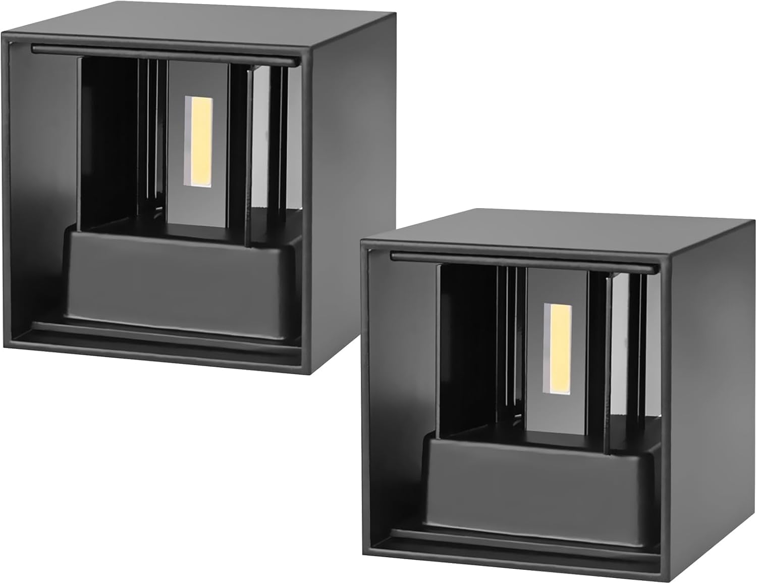 ledmo LED Wall Porch Light Up and Down Outdoor Modern Lights, 20W Adjustable Wall Sconce, IP65 Aluminum Black Square Wall Pack Lighting, 6500K Waterproof Exterior for Yard, House, Patio, Stair, 2 Pack