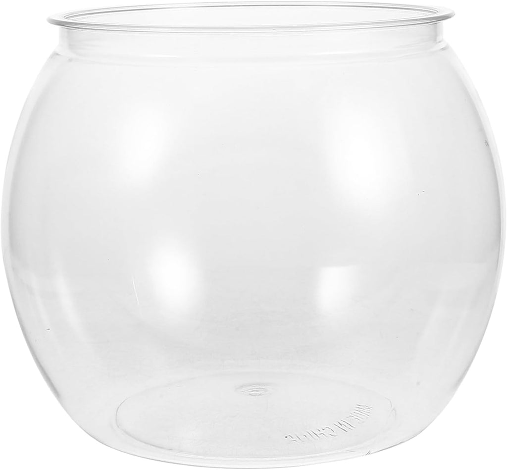 Clear Round Fish Bowl: 7.86X6.68in Plastic Aquarium Tank for Small Fish Or Turtles - Aquarium Tank for Goldfish - Transparent Round Betta Container Easy to Clean