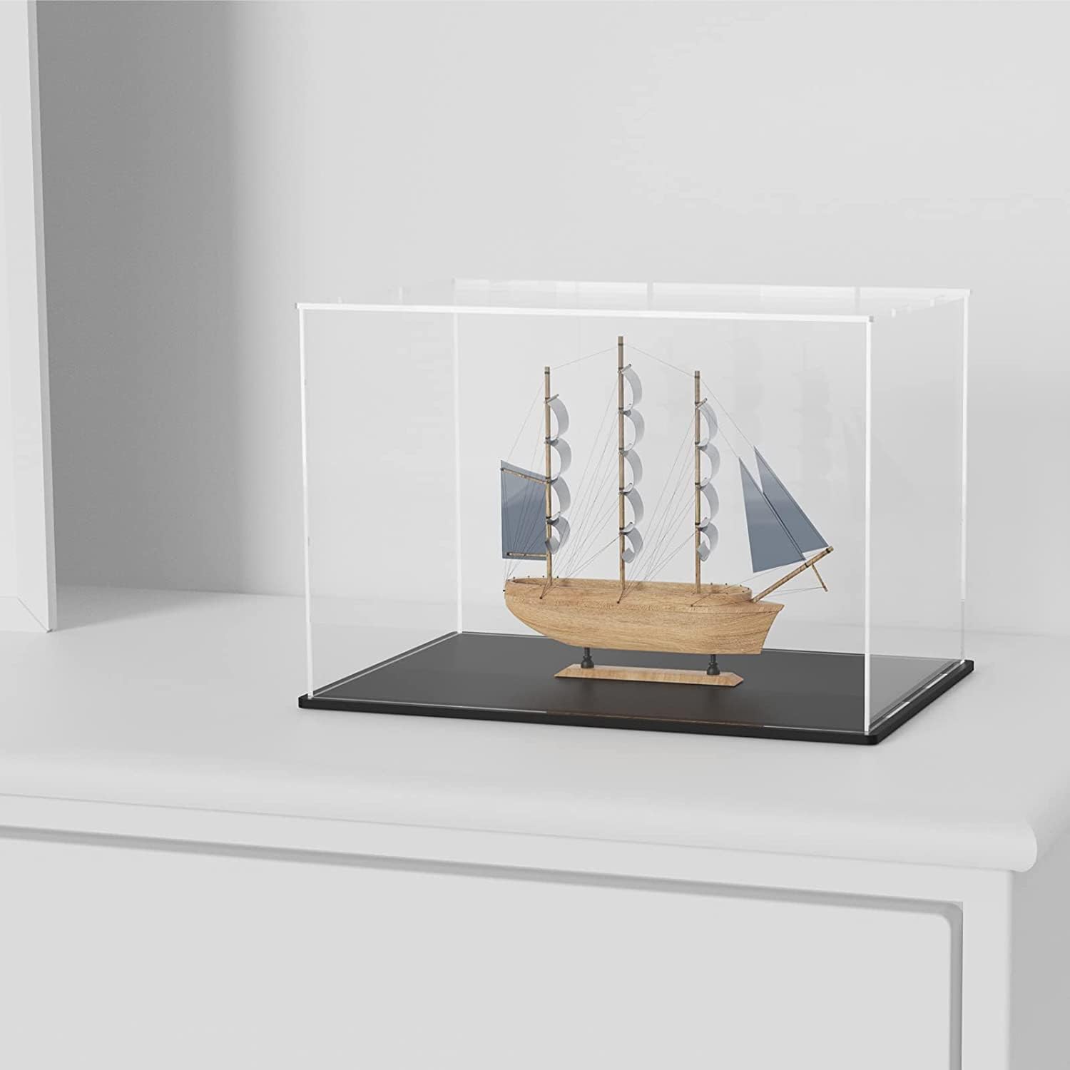 SVENJBB Acrylic Display Case, Large Clear Acrylic Box with Black Base and Lid for Collectibles and Figures, 14.5x11x11 Inch