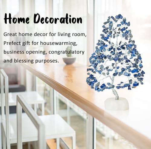 Lapis Lazuli Crystal Tree of Life - Chakra Tree of Life, Natural Quartz Base, Handmade Gemstone Tree, Feng Shui Tree, Crystal Decoration, Money Tree, Spiritual Gift, Healing Crystal Tree, Chakra Decor