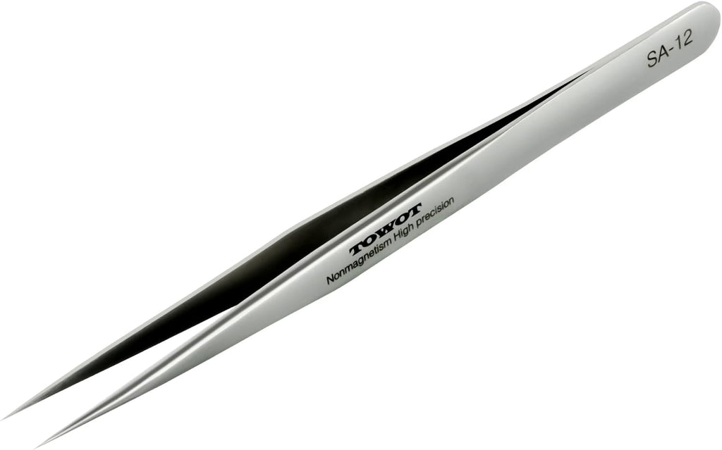 Precision Tweezers, Stainless Steel Pointed Tweezers for Craft, Electronics, Soldering, Experimental Work, Jewelry-Making, Industrial Tweezers, by TOWOT