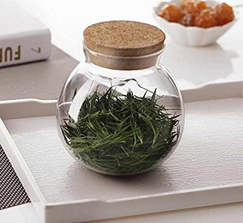 1Pcs 500ml/17oz Clear Glass Bottles with Cork Stopper -Empty Refillable Round Food Flower Tea Candy Seasoning Storage Container Vial Jars