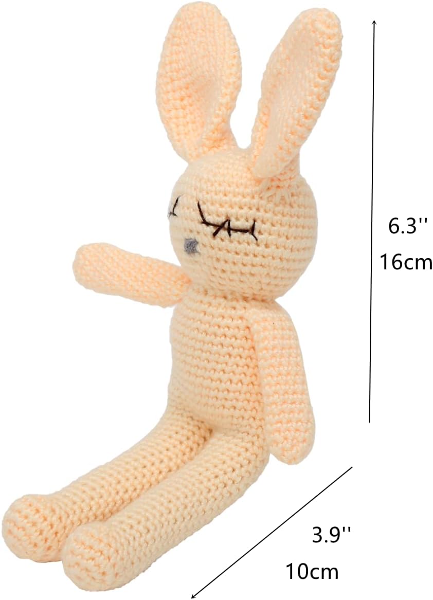 Moni's Choice Stuffed Plush Baby Crochet Bunny Rabbit Easter Gifts Handmade Stuffed Animal Hand-Knit Doll Granddaughter Grandson Lovey Sleep Toy Newborn (Cream)