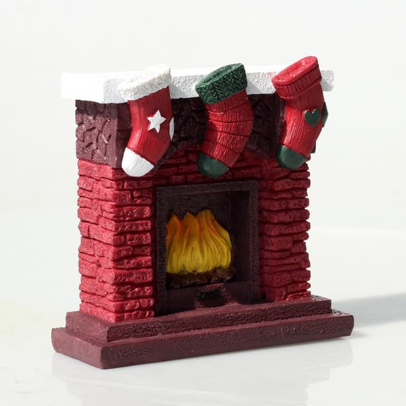 Aquarium Christmas Fireplace Decoration Package- Fish Tank Christmas Tree Statue Holiday Decoration for Aquarium Betta Fish (Wreath)