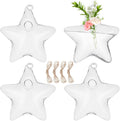 4pcs Glass Hanging Planter Air Fern Holder Hanging Hydroponic Vases with Jute Rope Terrarium Plants Hanger Vase Succulent Planter Terrariums for Moss Air Plants Christmas Decor (Star)