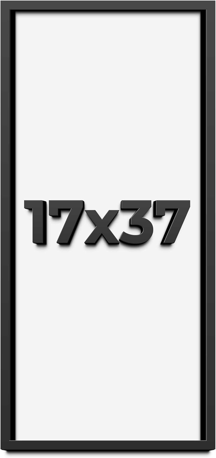 17x37 Shadow Box Frame Black | 1 Inch Deep Solid Wood Shadowbox Display Frame | UV Resistant Acrylic Plexiglass, Acid Free Backing, and Hanging Hardware | Dugan Picture Frame Style