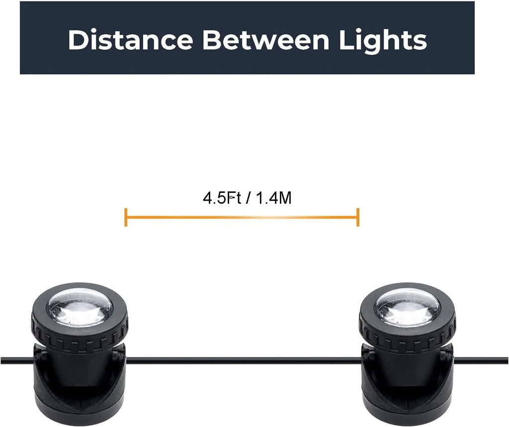 Warm White Pond Lights, 2500K Underwater Landscape Spotlights, IP68 Waterproof Submersible Fountain Lights for Garden Yard Aquarium Pond Fountain Waterfall (2 Lights)