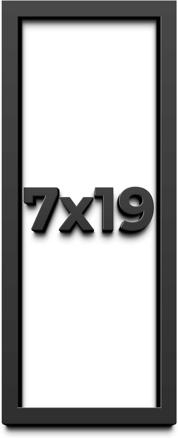 7x19 Shadow Box Frame Black | 1 Inch Deep Solid Wood Shadowbox Display Frame | UV Resistant Acrylic Plexiglass, Acid Free Backing, and Hanging Hardware | Dugan Picture Frame Style