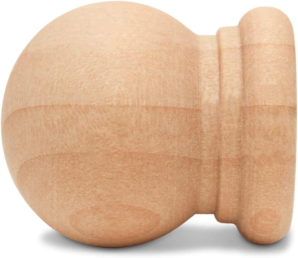 Wood Finials, 3/4 Inch Tall with 1/4 Inch Hole, Unfinished Wood Finials for 1/4 Inch Dowel Rods, Wood Dowel Caps for Crafts and DIY, Pack of 100 by Woodpeckers
