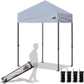 Eurmax USA 5'x5' Pop Up Canopy Tent Commercial Instant Canopies with Heavy Duty Roller Bag,Bonus 4 Sand Weights Bags (Grey)