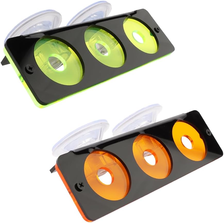 kcrygogo Coral Frag Holder Acrylic Coral Rack with Powerful Double Suction Cup and Placstic Screws Suitable for Household Fish Tanks (2pcs 3 Plug Hole,Fluorescent Green and Orange)