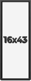 16x43 Shadow Box Frame Black | 1 Inch Deep Solid Wood Shadowbox Display Frame | UV Resistant Acrylic Plexiglass, Acid Free Backing, and Hanging Hardware | Dugan Picture Frame Style