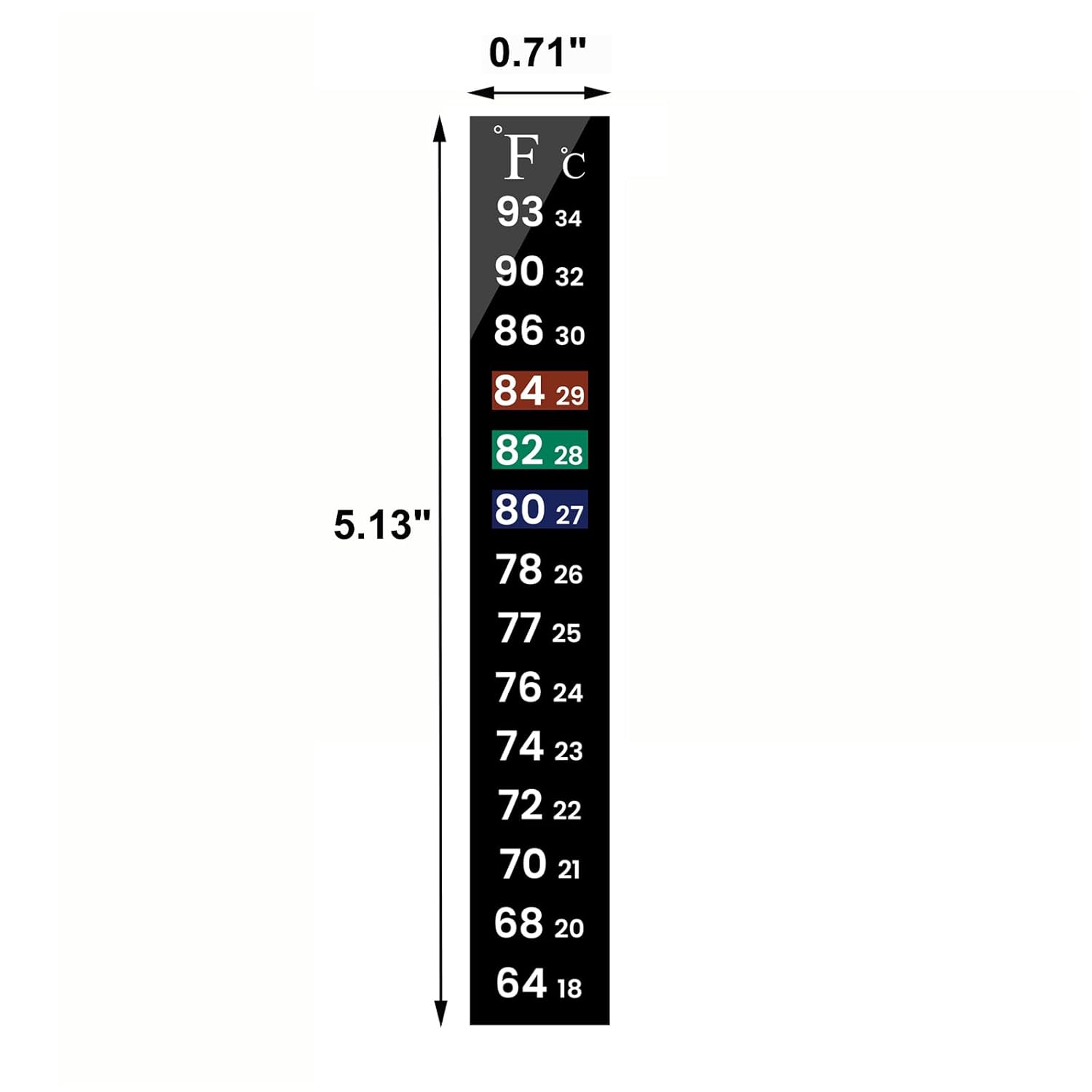 AQUANEAT 6 PCS Aquarium Thermometer Strips, Fish Tank Thermometer Sticker, Terrarium Water Temperature Test (5.13" x 0.71")