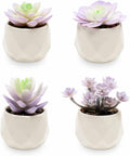 VIVERIE Artificial Purple Succulents Plant in White Ceramic Pots, Set of 4 - Mini Succulent Fake Room Decoration Aesthetics, Office Supplies/Room Decor/Office Halloween&Christmas Gifts
