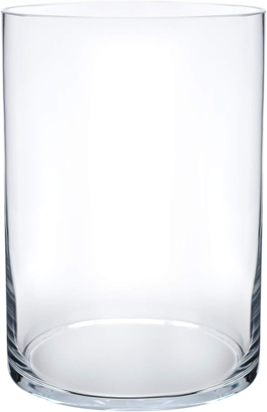 Royal Imports Flower Glass Vase Decorative Centerpiece for Home or Wedding - Cylinder Shape, 8" Tall, 5" Opening, Clear