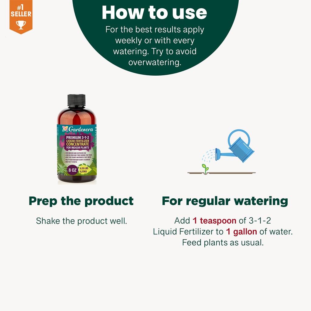 Gardenera Premium Liquid ANTHURIUM Fertilizer - 3-1-2 Concentrate for Indoor Plants and Flowers - Organic Plant Food - 32oz