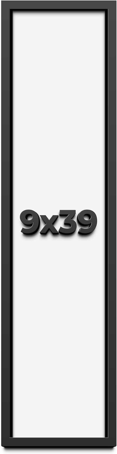 9x39 Shadow Box Frame Black | 1 Inch Deep Solid Wood Shadowbox Display Frame | UV Resistant Acrylic Plexiglass, Acid Free Backing, and Hanging Hardware | Dugan Picture Frame Style