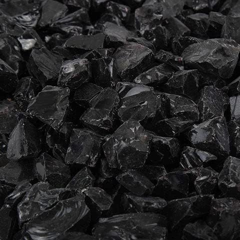 Fire Pit Glass - Fire Glass for Fire Pit - Firepit Glass Rock - Glass Stones - Fire Pit Glass Rocks - Gas & Propane Fire Pit & Fireplace Glass (50 Pound, Black)