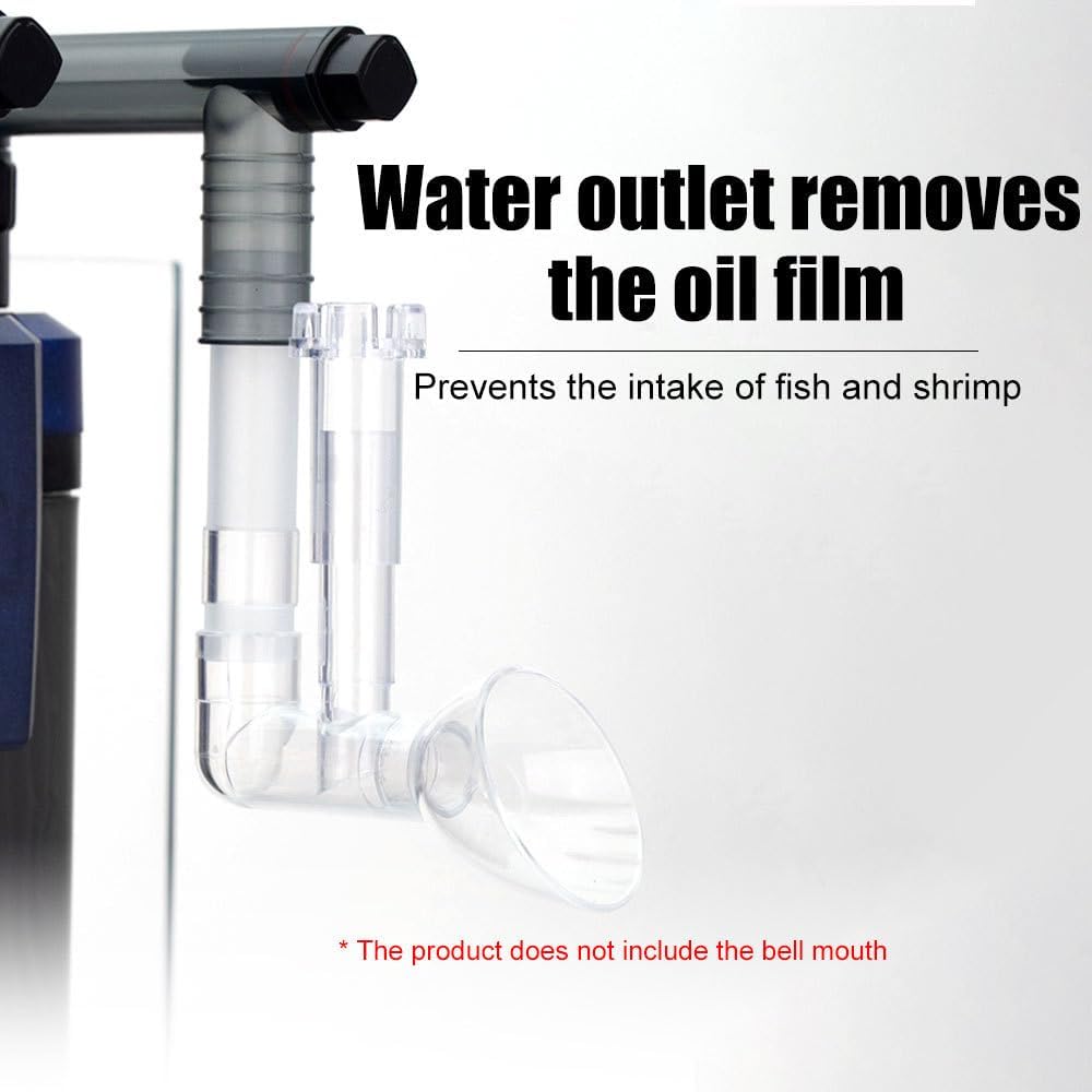MiOYOOW Aquarium Surface Skimmer, Hanging Aquarium Oil Film Remover, Fish Tank Pipe Inflow/Outflow Filter Accessory for Aquarium Fish Plant Tank