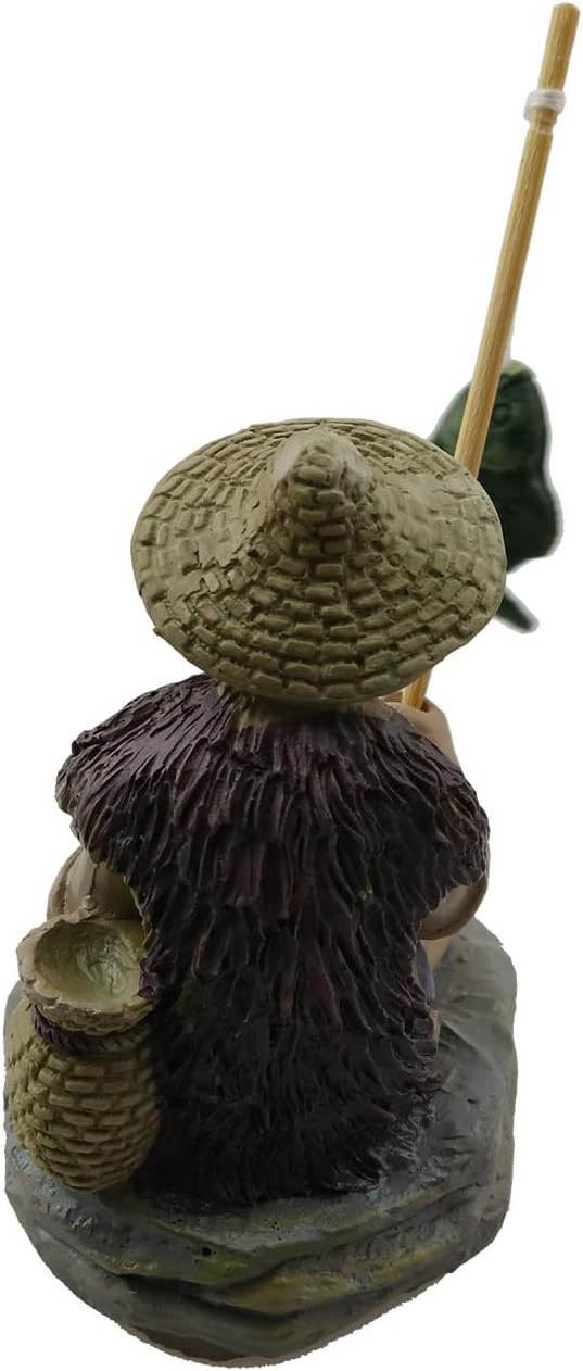 LQ Industrial Mini Fisherman Figurines Miniature Vintage Mudman Chinese Pottery Figurine Statue Resin Ornament for Fish Tank Bonsai Miniature Landscape Figure Indoor Sculpture Patio Ornaments