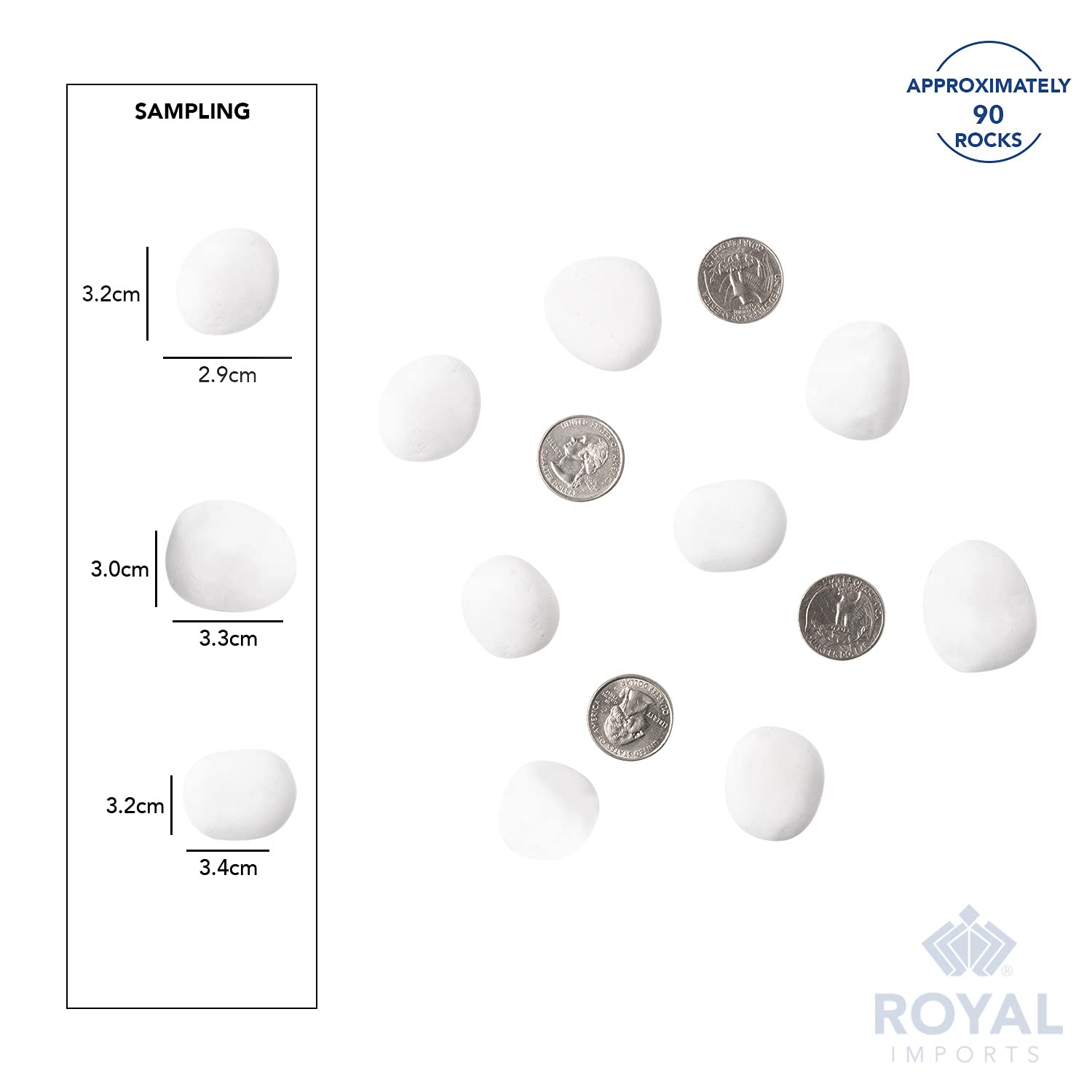 Royal Imports 5LB Decorative Stones River Pebbles Painting Rocks for Fish Aquariums, Plant Gravel, Landscaping, Home Decor Natural - Large White