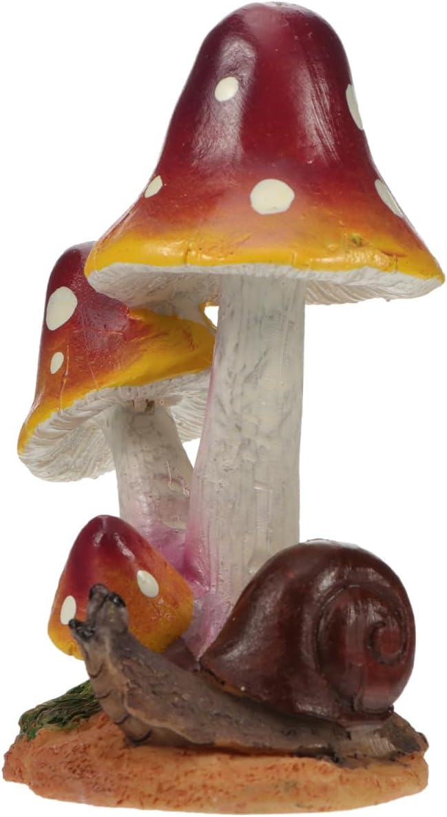 Balacoo Miniature Fairy Garden Mushrooms: Resin Mushroom Snail Figurines - Fairy Garden Decor for Aquarium, Potted Plants, Landscape Crafts