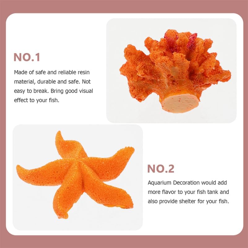 TOYANDONA 4pcs Artificial Coral Sea Star Aquarium Decoration Resin Coral Sculptures for Fish Tank Landscape Non- for Freshwater and Aquariums