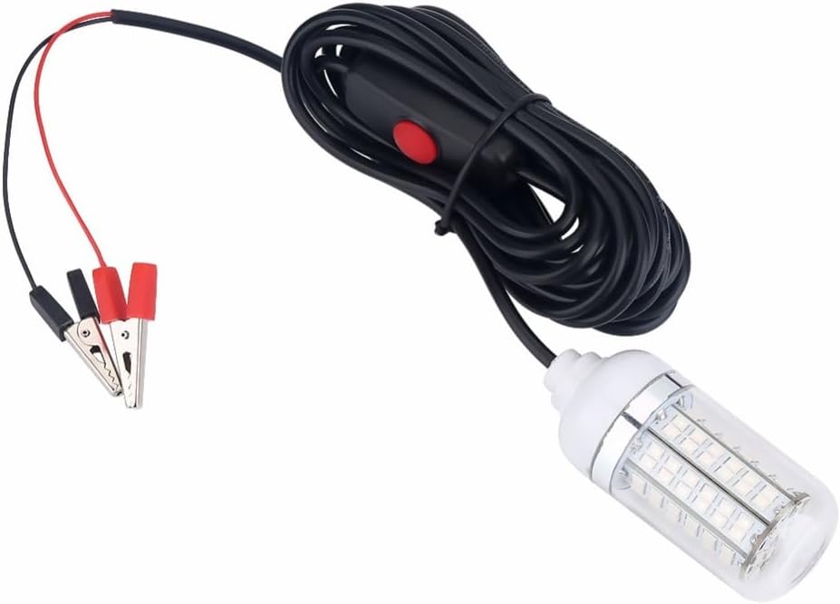 ‌12V 15W 108-LED Fishing Light IP68 Water Proof Submersible Underwater Lamp with 5M Cord for Night Fishing, Boats & Rafting