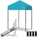 Eurmax USA 5'x5' Pop Up Canopy Tent Commercial Instant Canopies with Heavy Duty Roller Bag,Bonus 4 Sand Weights Bags (Turquoise)