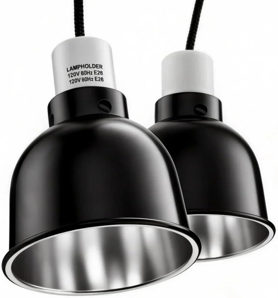 Reptile Light Fixture 2 Packs 5.5'' – Dual Use Dome Lamp with Ceramic Socket for Heat Emitter & Basking Bulbs – Ideal for Bearded Dragon, Snake, Chameleon,Snake Turtle Terrariums