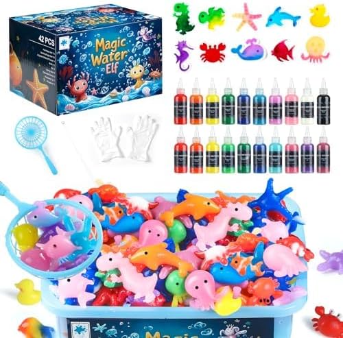 TMOL Magic Water Elf Toy Kit - 65ml Aqua Fairy Water Gel Kit for Kids with 20 Magic Gel & 10 Molds, Make Your Own Water Pets & Squishy Toys, Arts and Craft Kits for Kids Ages 8 9 10 Years Old