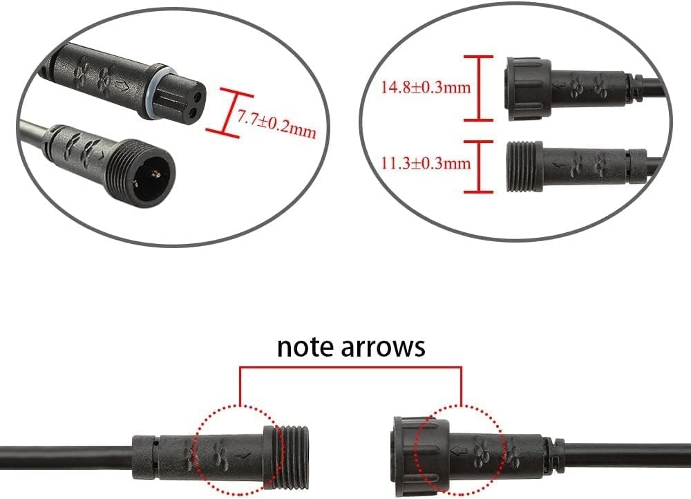 Sumaote 6.56ft 2m 2Pin Extension Cable Wire with Male and Female Connectors at Both Ends for Single Color LED Deck Light