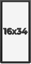 16x34 Shadow Box Frame Black | 1 Inch Deep Solid Wood Shadowbox Display Frame | UV Resistant Acrylic Plexiglass, Acid Free Backing, and Hanging Hardware | Dugan Picture Frame Style