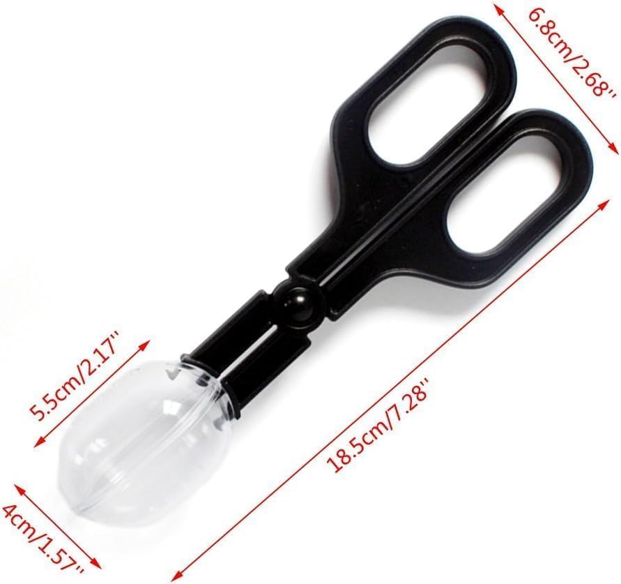 2Pcs Black Reptiles Feeding Scooper Poop Cleaning Clamp Spoon-shaped Tips Feeder Tweezers Aquarium Tank and Terrarium Cleaning Tool, For Lizard Tarantulas Reptile Supplies Reptiles and Amphibians