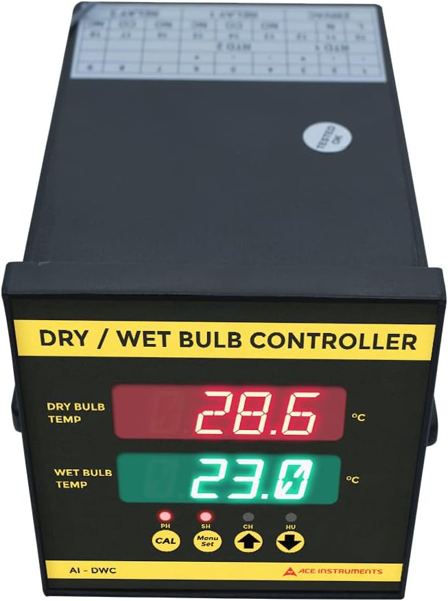 Industrial Psychrometer Controller – Dry Wet Bulb Temperature & Humidity Monitor | Dual RTD Controller for Tea Withering, Tobacco Curing, Fruit Ripening, Wood & Raisin Drying | Ace AI-DWC