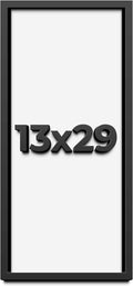 13x29 Shadow Box Frame Black | 1 Inch Deep Solid Wood Shadowbox Display Frame | UV Resistant Acrylic Plexiglass, Acid Free Backing, and Hanging Hardware | Dugan Picture Frame Style
