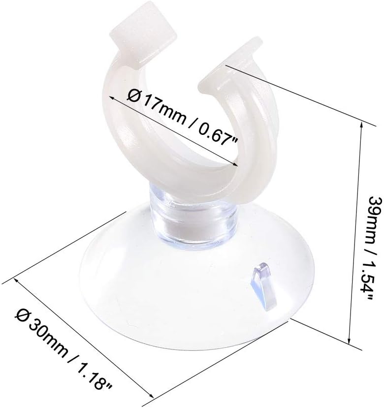 uxcell Aquarium Suction Cup Clips Airline Tube Holders Clamps for Fish Tank Clear 17mm 12Pcs