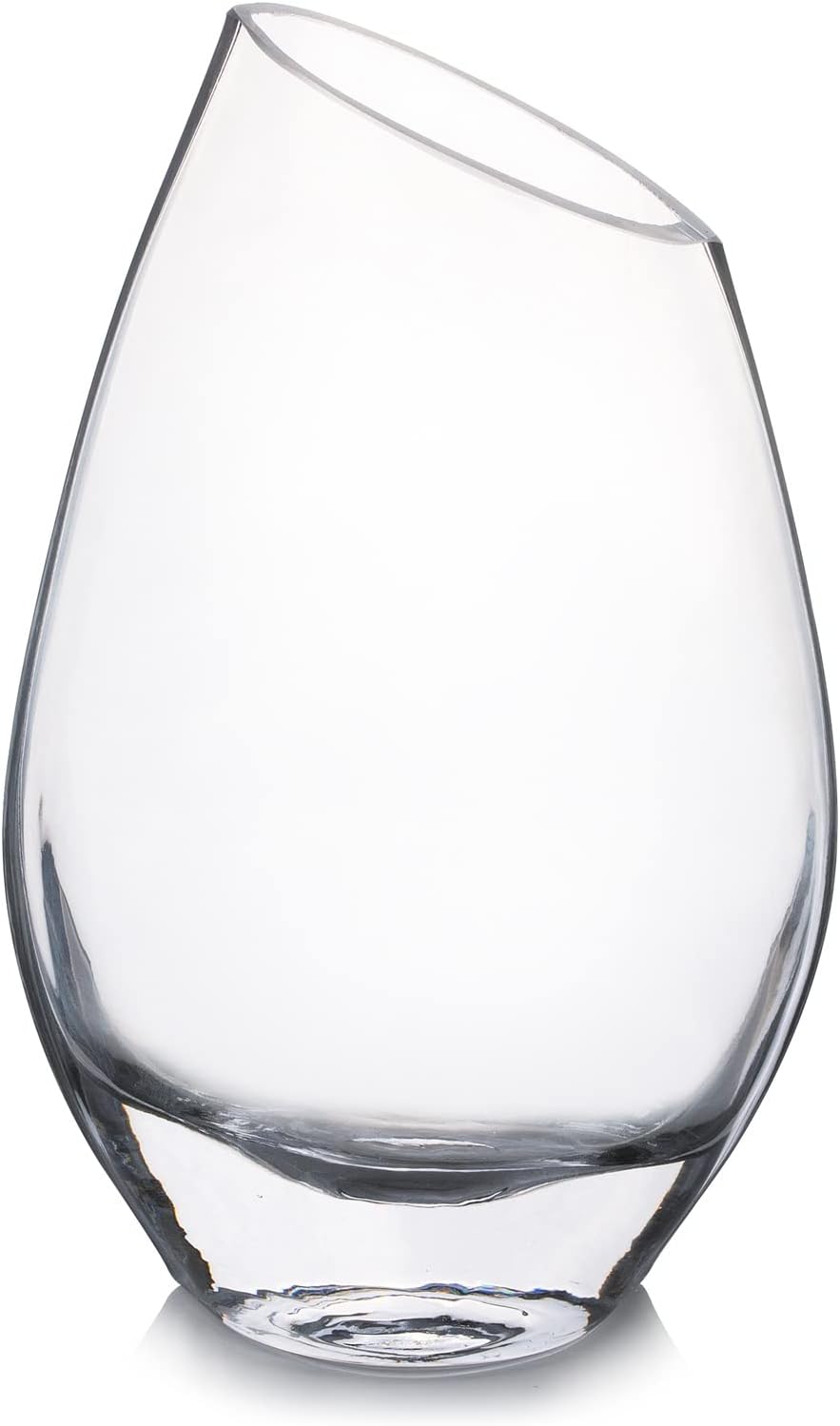 Enova Floral Unique Angled Rim Clear Glass Vase 4.5" W 8.0" H, Decorative Flower Vase for Home Decor Indoor, Wedding Centerpiece Event (1 Piece)